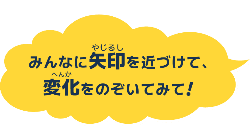 みんなに矢印を近づけて、変化をのぞいてみて！